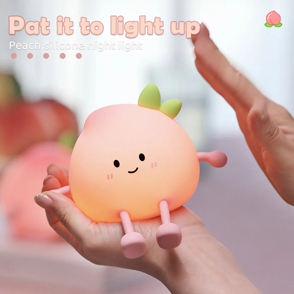 Veilleuse pêche silicone — LED Tactile 3 Niveaux Luminosité Rechargeable Lumière Chaude | Chambre Bébé & Enfant