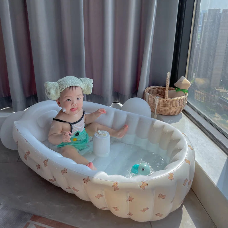 Baignoire Gonflable Bébé Enfant Cartoon Pliable 90x55cm – Portable Intérieur & Extérieur | 0-8 Ans