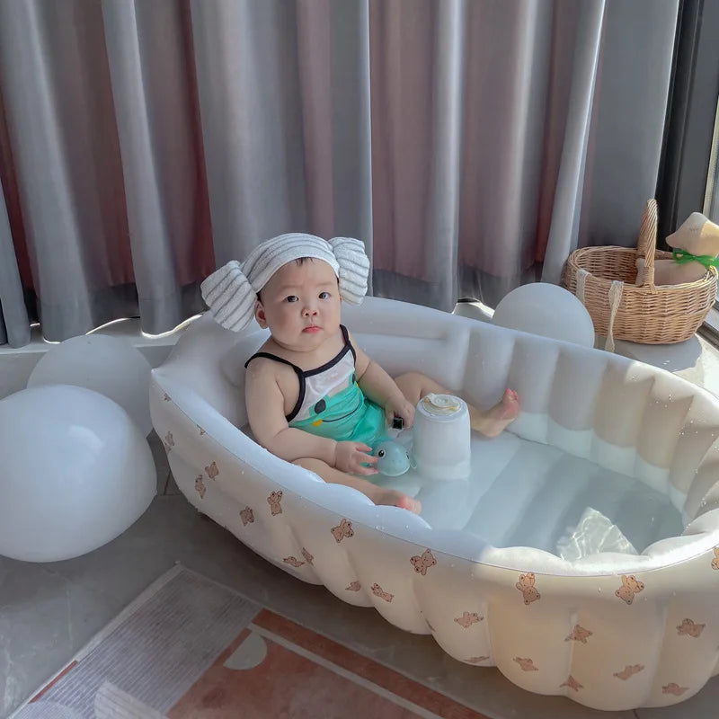 Baignoire Gonflable Bébé Enfant Cartoon Pliable 90x55cm – Portable Intérieur & Extérieur | 0-8 Ans