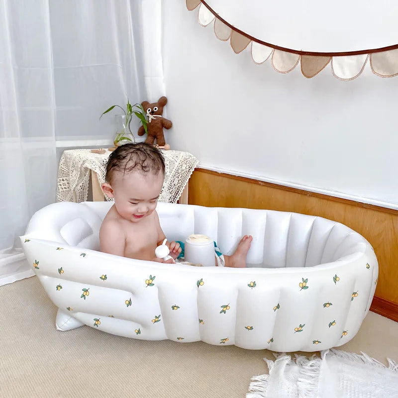 Baignoire Gonflable Bébé Enfant Cartoon Pliable 90x55cm – Portable Intérieur & Extérieur | 0-8 Ans