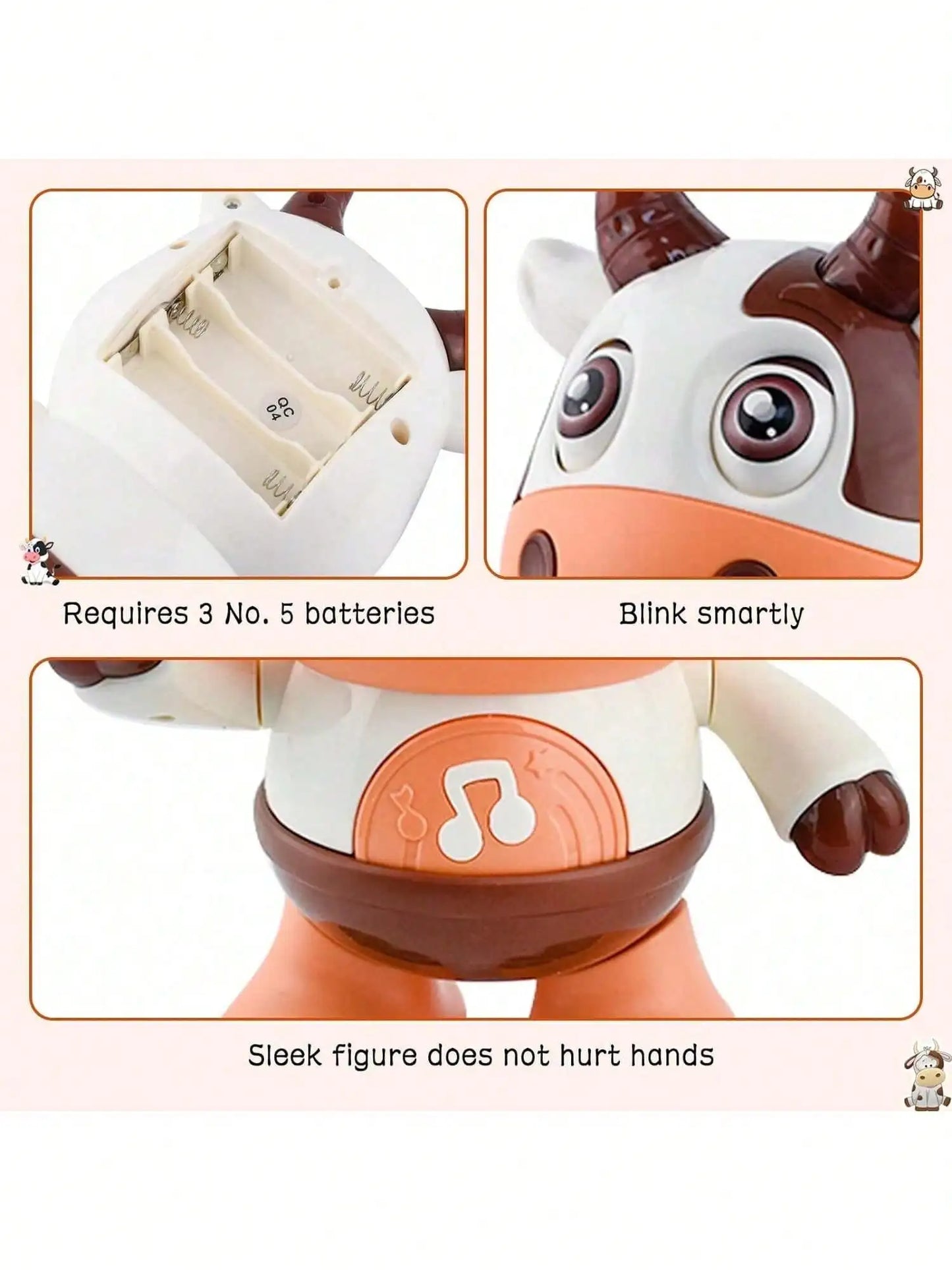 Vache Dansante Bébé – Peluche Musicale Électrique Chansons & Mouvements Interactifs 1-3 Ans