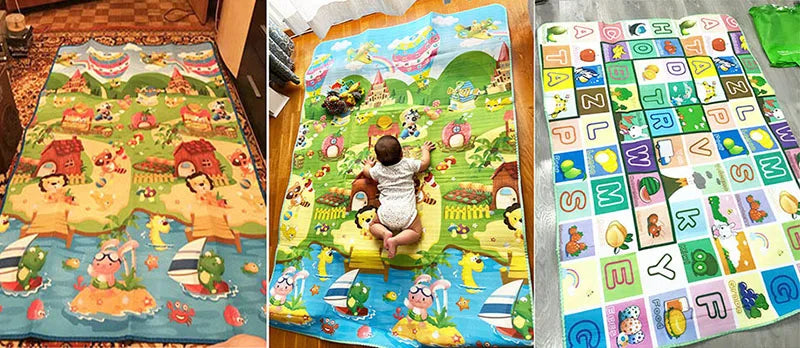 Tapis d’Éveil Éducatif Double Face Mousse 180x120cm – Ramper, Jouer & Apprendre | Motif Ferme & Lettres