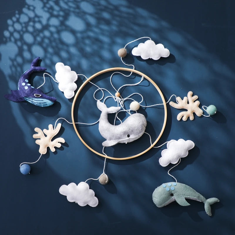 Mobile Hochet Bois & Crochet Bébé – Cloche Lit Étoiles & Pendentifs | Support Nuage | 27 Modèles