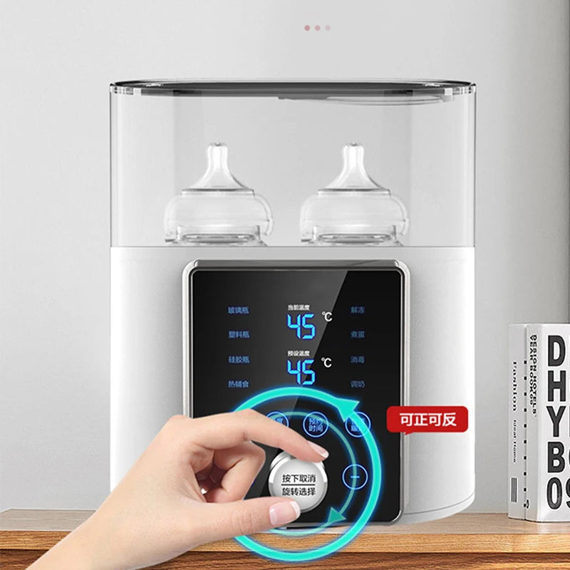 Chauffe-Biberon Double 8 en 1 avec Minuterie – 2 Biberons Simultanés Lait Maternel & Formule