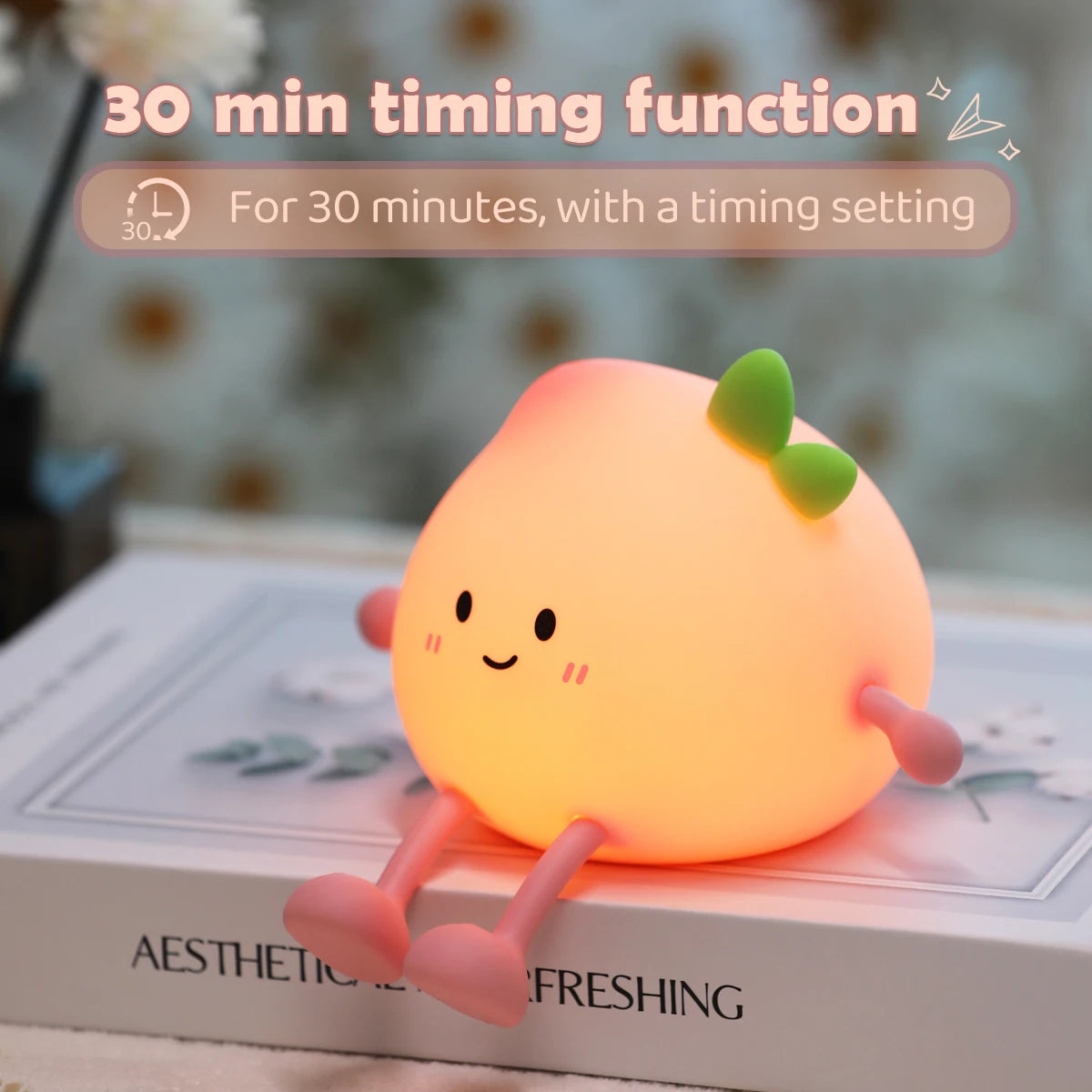 Veilleuse pêche silicone — LED Tactile 3 Niveaux Luminosité Rechargeable Lumière Chaude | Chambre Bébé & Enfant
