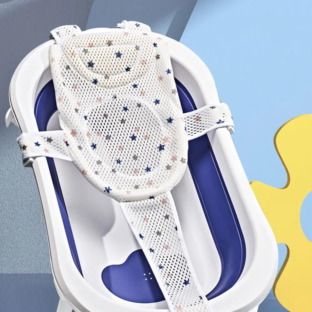 Filet de Bain Bébé Antidérapant Croix Ajustable – Siège Berceau Nouveau-Né | Rose, Bleu & Étoile