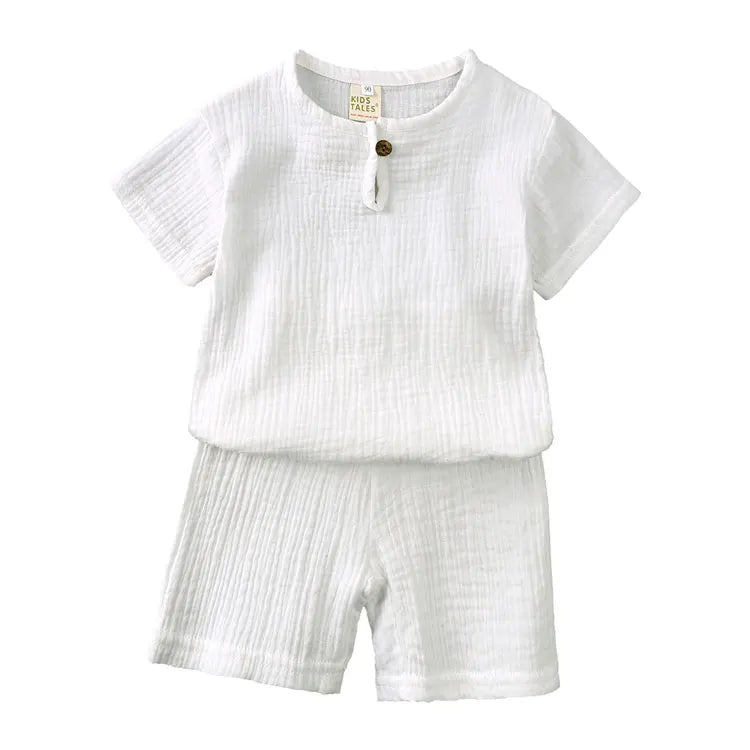 Ensemble Été Enfant Coton 2 Pièces — T-Shirt Manches Courtes & Short, Unisexe 2-7 Ans