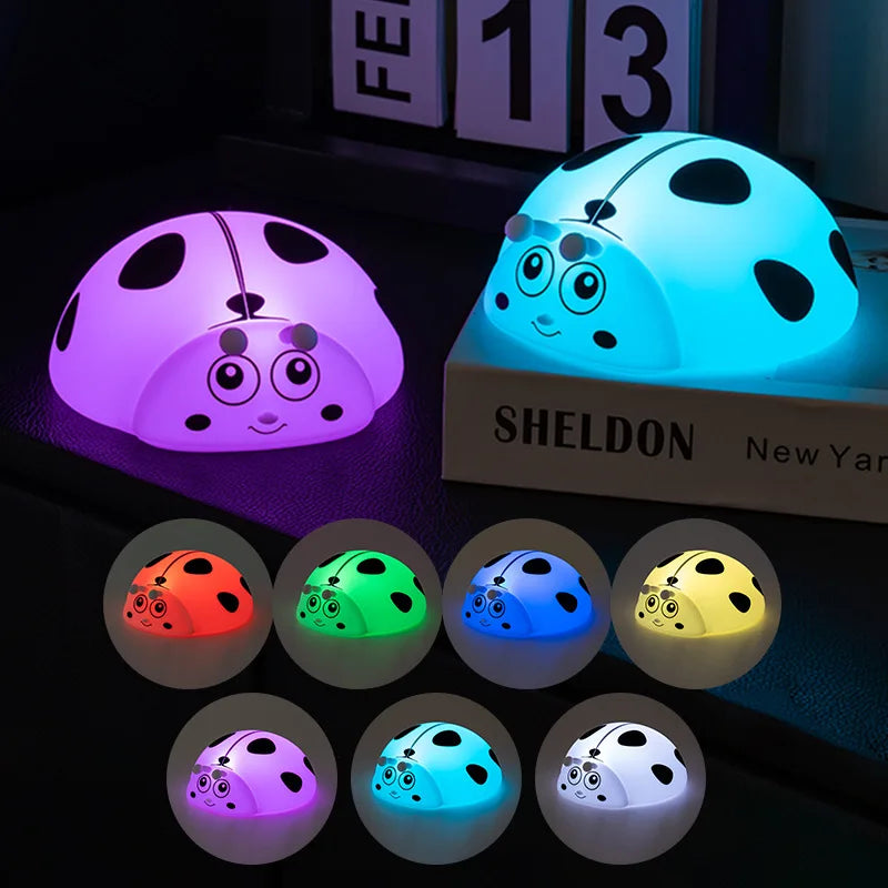 Veilleuse coccinelle bébé silicone — LED Lumière Douce Rechargeable USB | Cadeau Naissance Chambre Enfant
