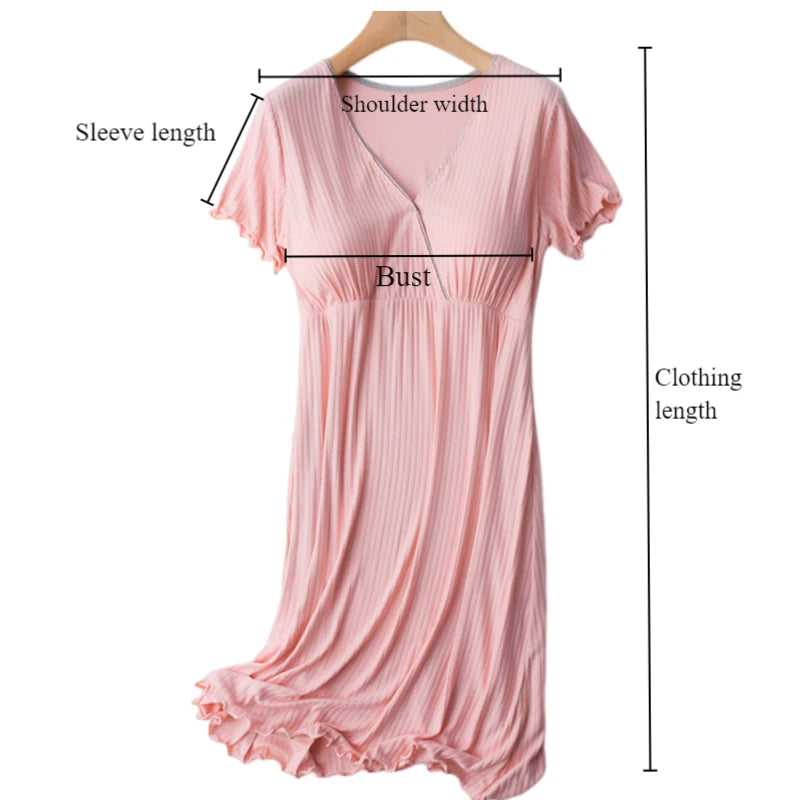 Chemise de Nuit Maternité Allaitement — Modal Doux, Pyjama Grossesse Ample Femme