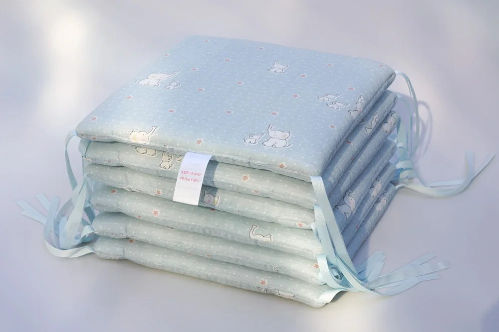Barrière de lit enfant anti-chute — Coton Lavable Amovible 6 Pièces | Bleu, Beige, Blanc, Kaki