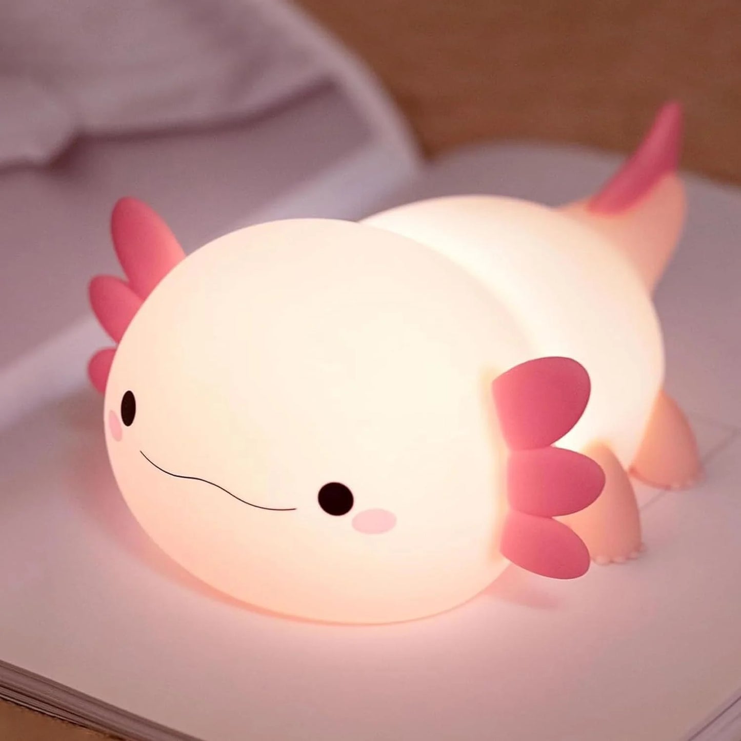 Veilleuse axolotl silicone — Lampe de Nuit LED Kawaii Rechargeable | Chambre Enfant & Bébé