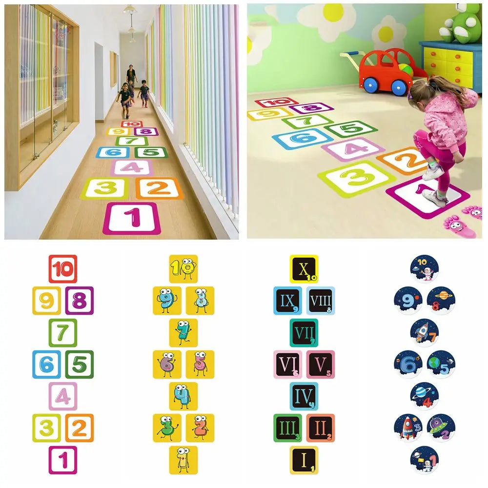 Sticker Sol Jeu de Marelle Chiffres – Autocollant PVC Éducatif Chambre Bébé Maternelle, Cadeau Parent-Enfant