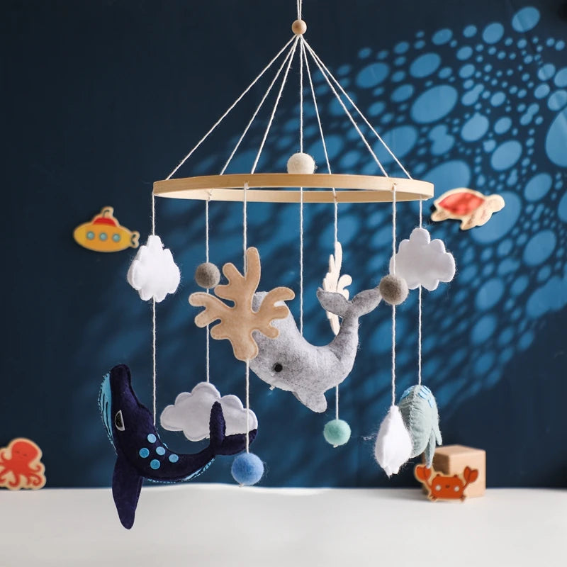 Mobile Hochet Bois & Crochet Bébé – Cloche Lit Étoiles & Pendentifs | Support Nuage | 27 Modèles