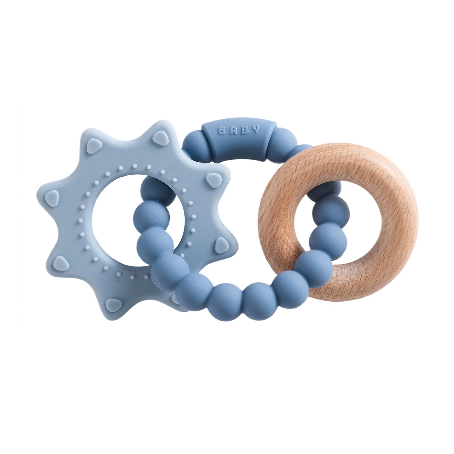 Anneau de Dentition Silicone Bébé – Jouet Sensoriel Sans BPA | 0-12 Mois