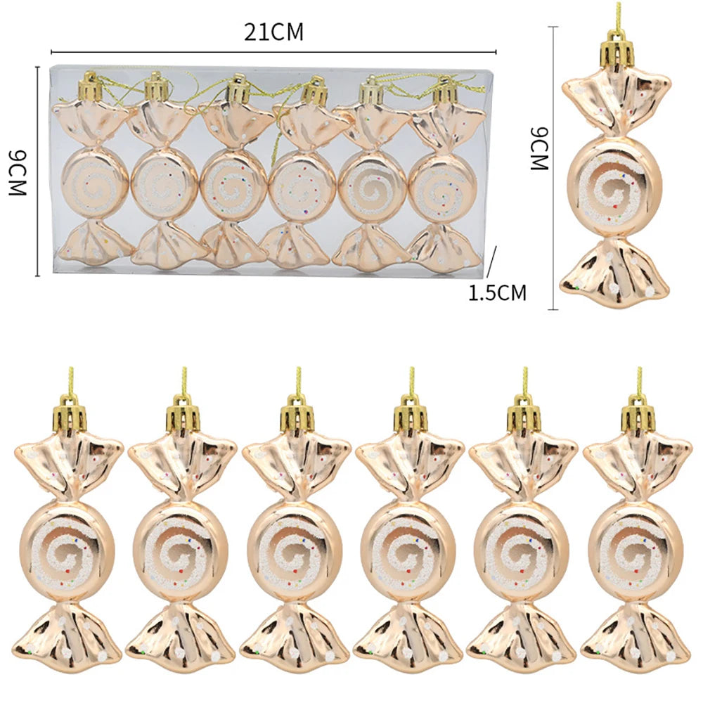 Canne de Bonbon & Pomme de Pin Rouge Or – Décoration Sapin Noël 2025 Tendance, Ornement Suspendu