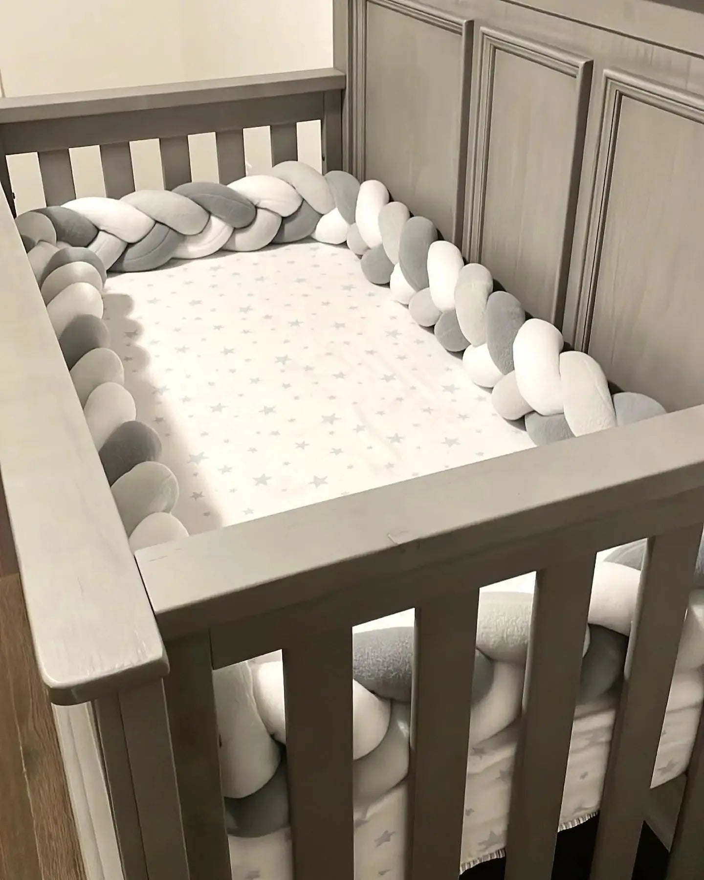Tour de Lit Bébé Tressé Nœuds Coton PP – Pare-Chocs Berceau Nouveau-Né Large Choix Coloris 1M à 4M
