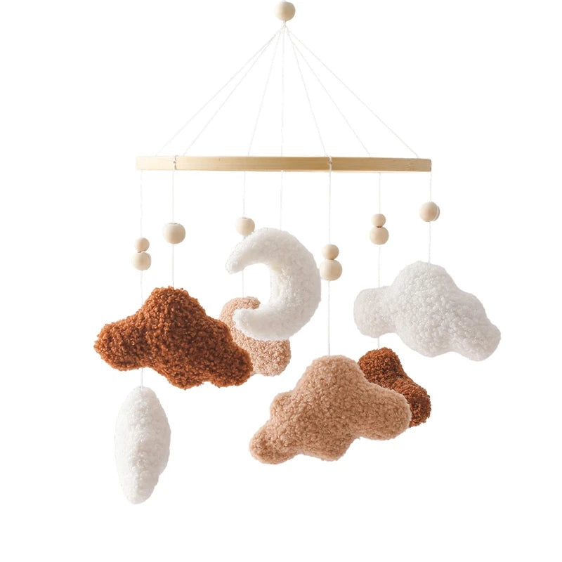 Mobile Hochet Bois & Crochet Bébé – Cloche Lit Étoiles & Pendentifs | Support Nuage | 27 Modèles