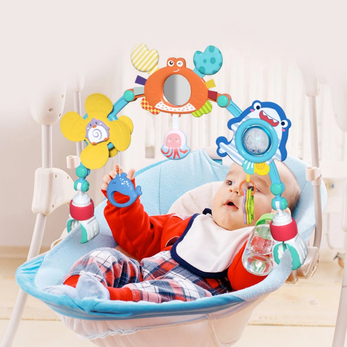 Hochet Bébé Arc Pliable Interactif – Jouet Éveil Lit & Poussette ABS+PP | 3 Styles | 0-24 Mois
