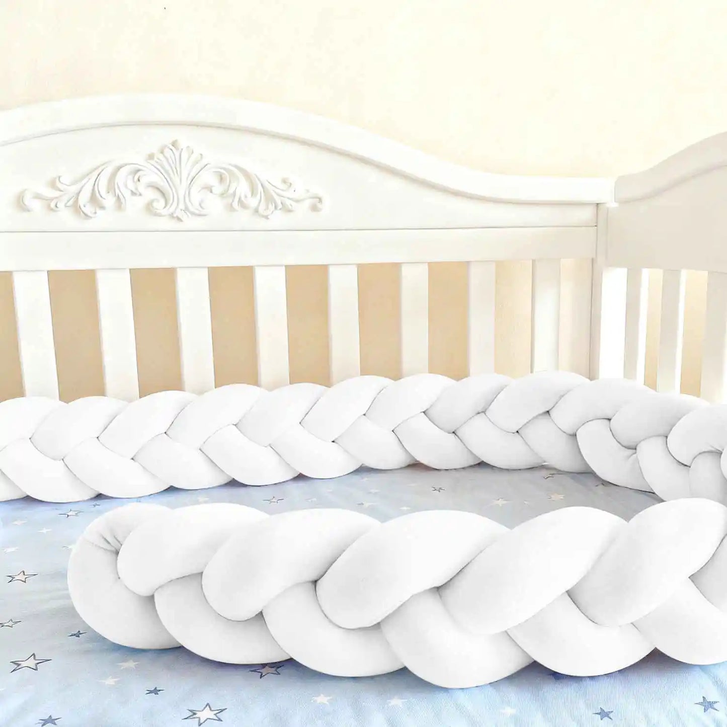 Tour de lit tressé bébé — Nœuds Spandex Doux 1-4M | 20 Coloris Garçon & Fille
