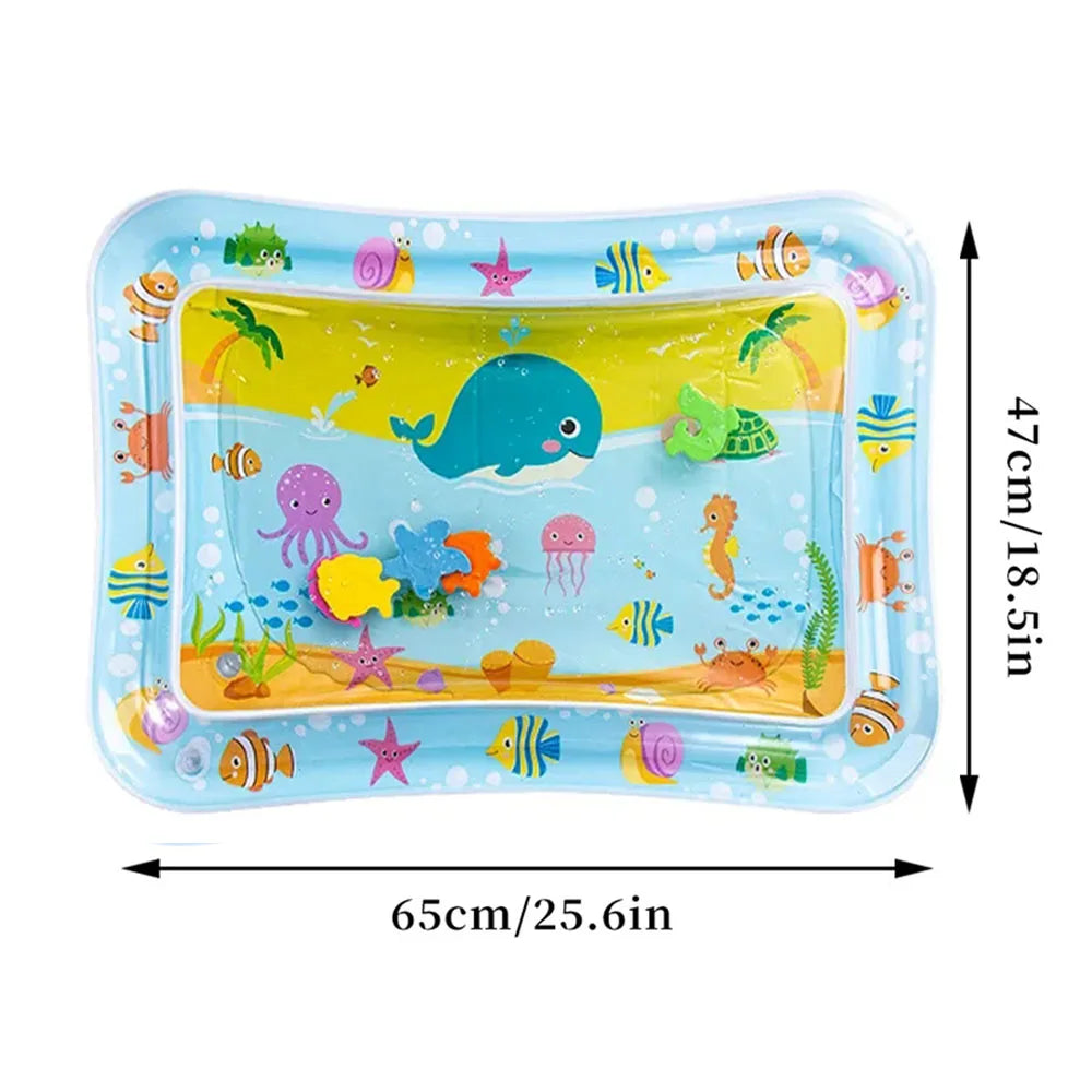 Tapis d’Eau Gonflable Bébé Motif Baleine – Éveil Sensoriel Tummy Time | PVC Sécurisé