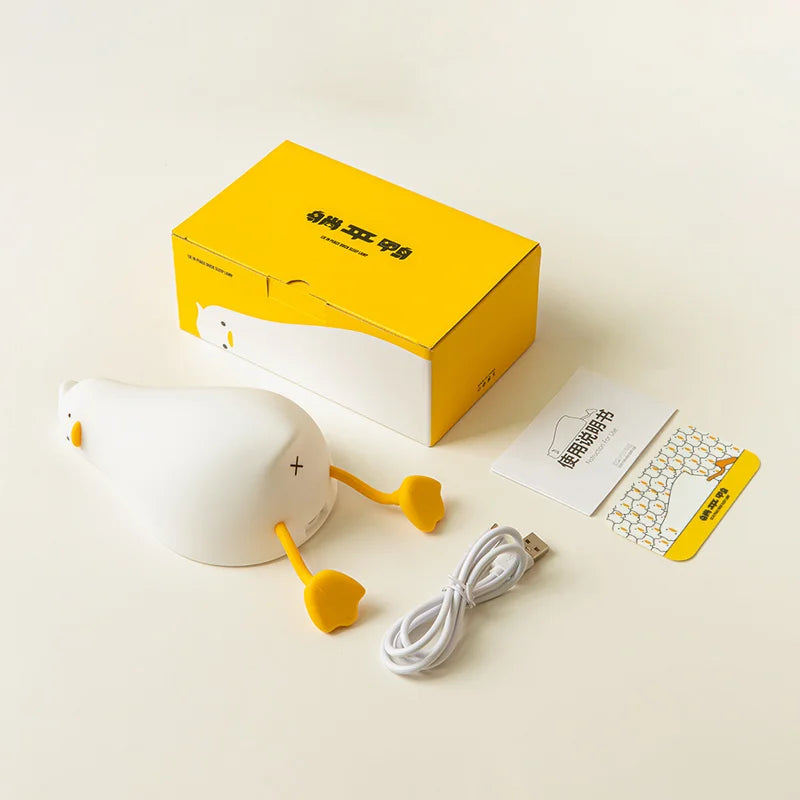 Veilleuse canard bébé silicone — LED Tactile Rechargeable Lumière Douce | Déco Chambre Bébé & Enfant