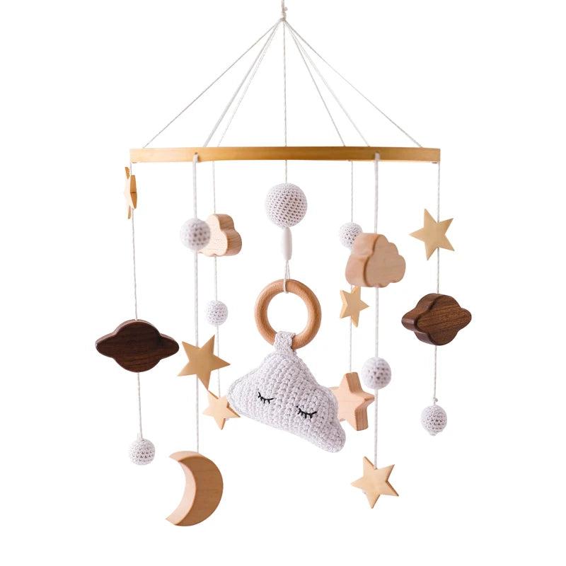 Mobile Musical Bébé Bois & Feutre — Cloche Lit Animaux Cartoon | Boîte à Musique & Support | 36 Modèles