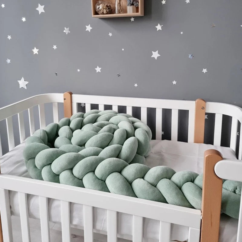 Bumper Lit Bébé Tressé Nœuds Rembourré – Tour de Lit Berceau Lavable 1M 2M 3M 4M