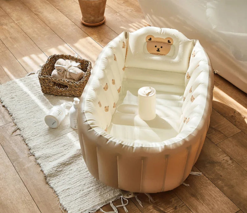Baignoire Gonflable Bébé Enfant Cartoon Pliable 90x55cm – Portable Intérieur & Extérieur | 0-8 Ans