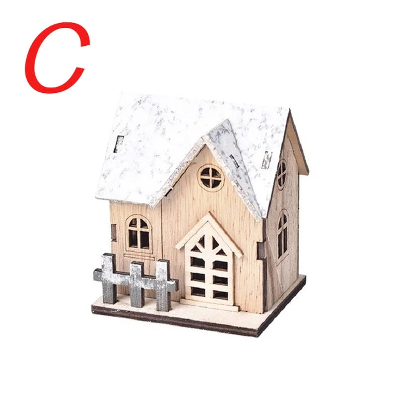 Maison Bois Lumineuse Noël LED – Village de Noël Miniature & Décoration Chalet Lumineux