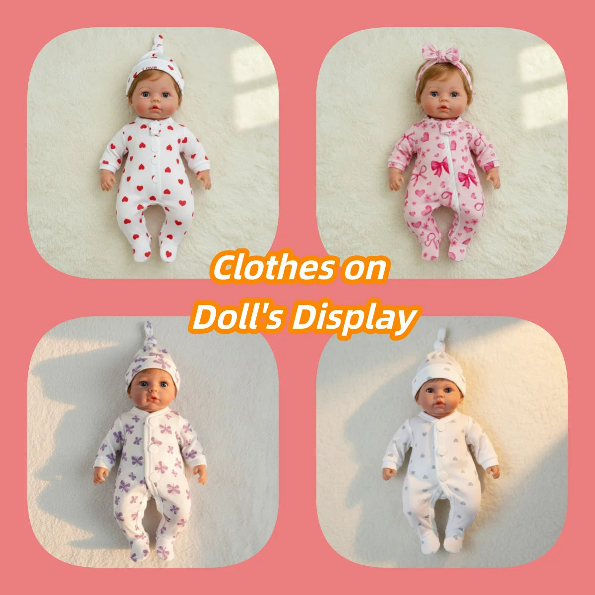 4 Styles Cutest Baby Romper Outfits for Size 8-9Inch Newborn Dolls Soft Touch Handmade High Quality Clothes With Hat