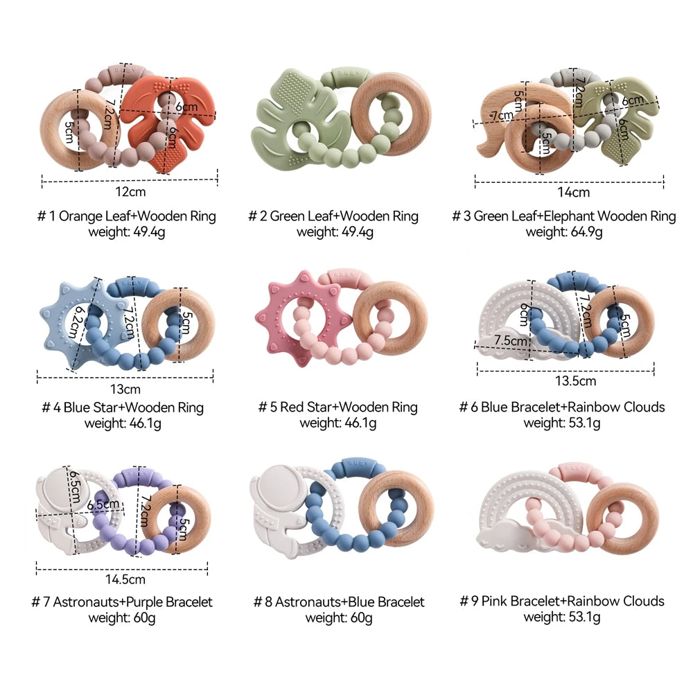 Anneau de Dentition Silicone Bébé – Jouet Sensoriel Sans BPA | 0-12 Mois