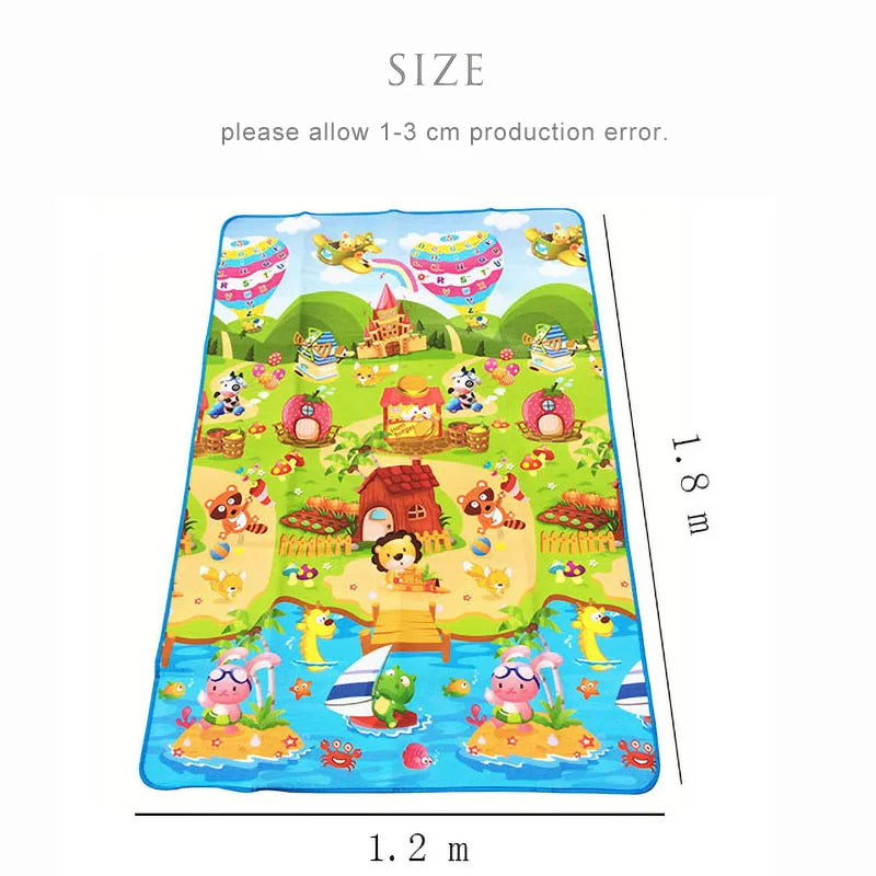 Tapis d’Éveil Éducatif Double Face Mousse 180x120cm – Ramper, Jouer & Apprendre | Motif Ferme & Lettres