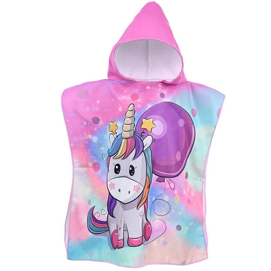 Cape de Bain Bébé à Capuche – Motifs Licorne & Astronaute, Serviette Douce en Microfibre