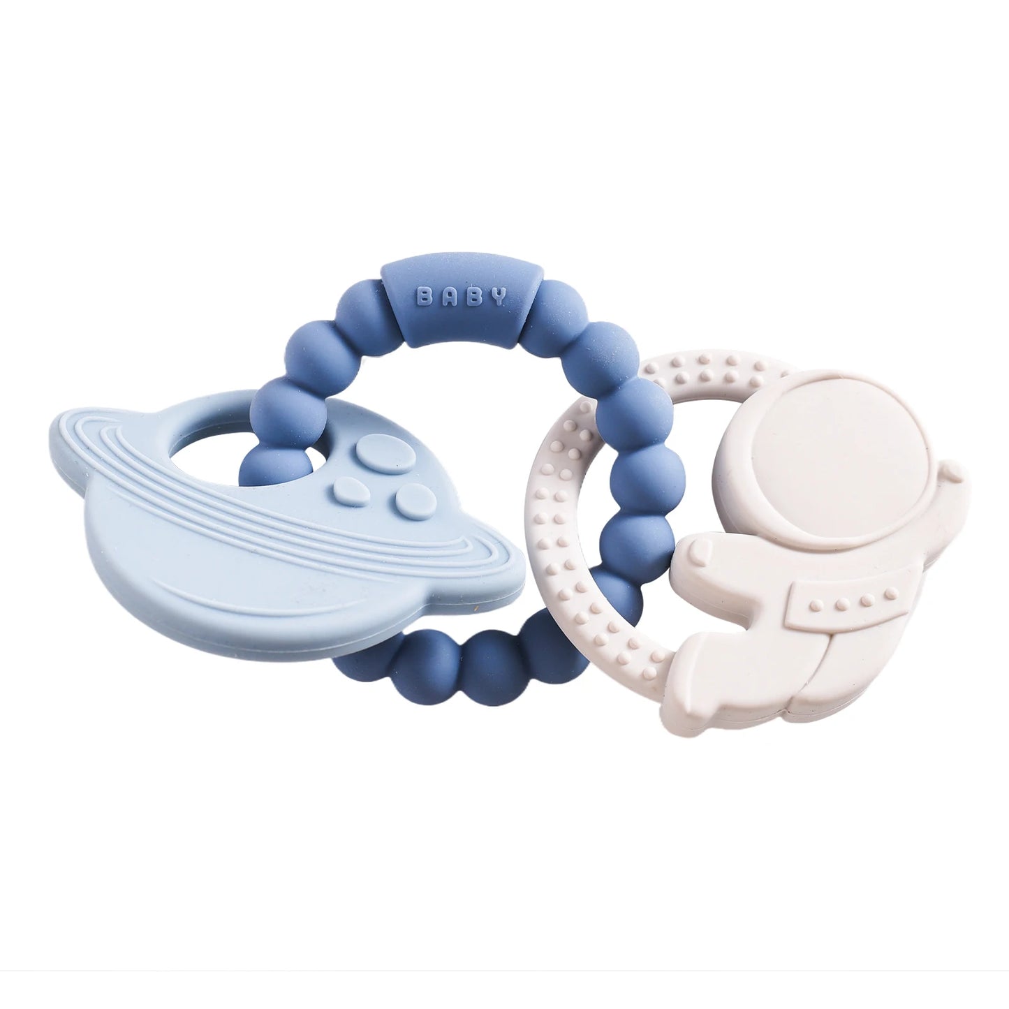 Anneau de Dentition Silicone Bébé – Jouet Sensoriel Sans BPA | 0-12 Mois
