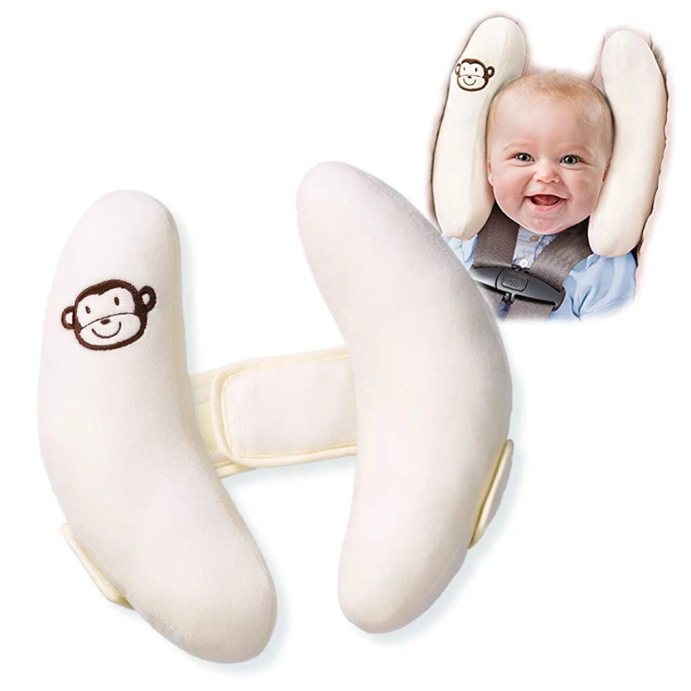 Appui-Tête Bébé Banane Ajustable – Cale Tête Soutien Cou Siège Auto & Poussette | Voyage Confort