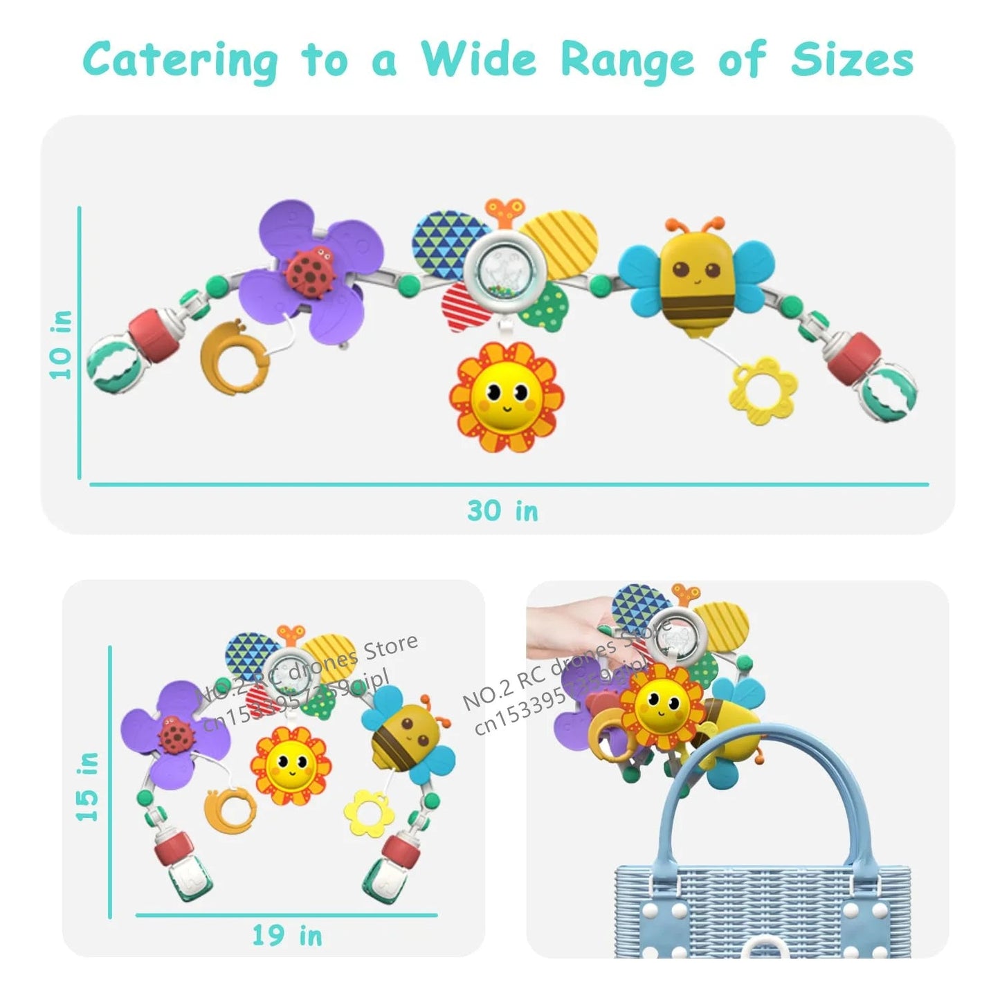 Arche d’éveil bébé tournesol — Jouet Sensoriel Arc-en-Ciel Pliable | Poussette Lit & Tapis Éveil