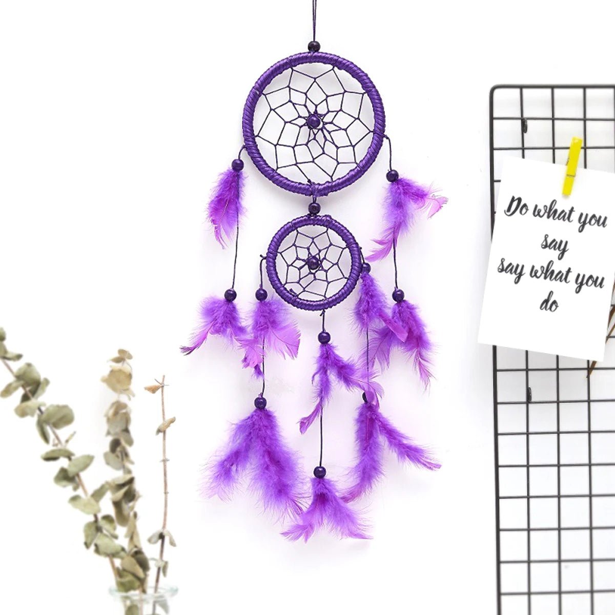 Dream Catcher Large Girl's Room – Nordic Bohemian Wall Decor with Feathers