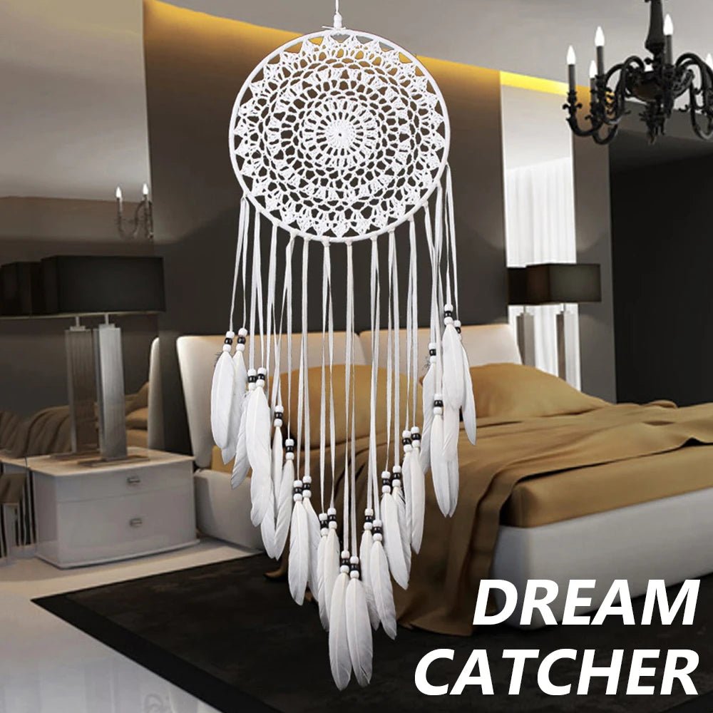 Dream Catcher Large Girl's Room – Nordic Bohemian Wall Decor with Feathers