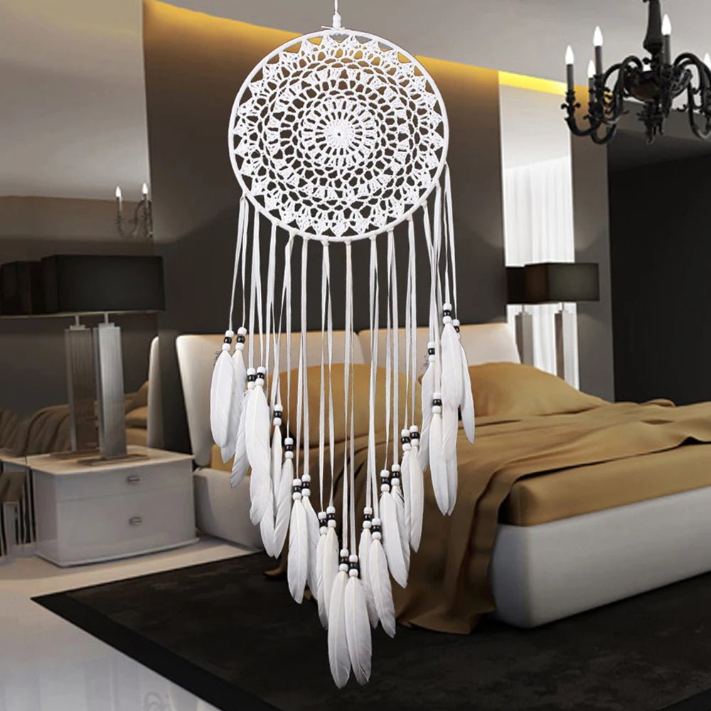 Dream Catcher Large Girl's Room – Nordic Bohemian Wall Decor with Feathers