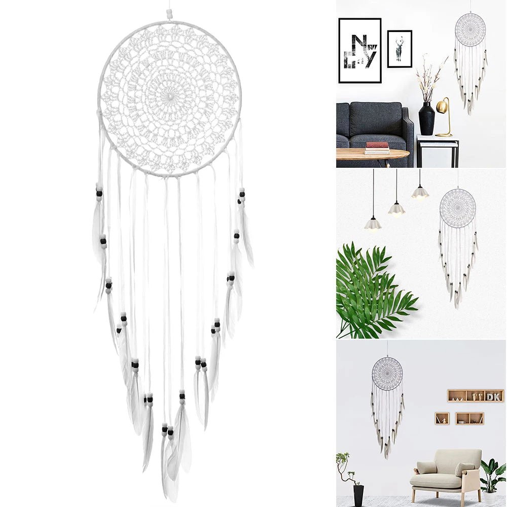Dream Catcher Large Girl's Room – Nordic Bohemian Wall Decor with Feathers