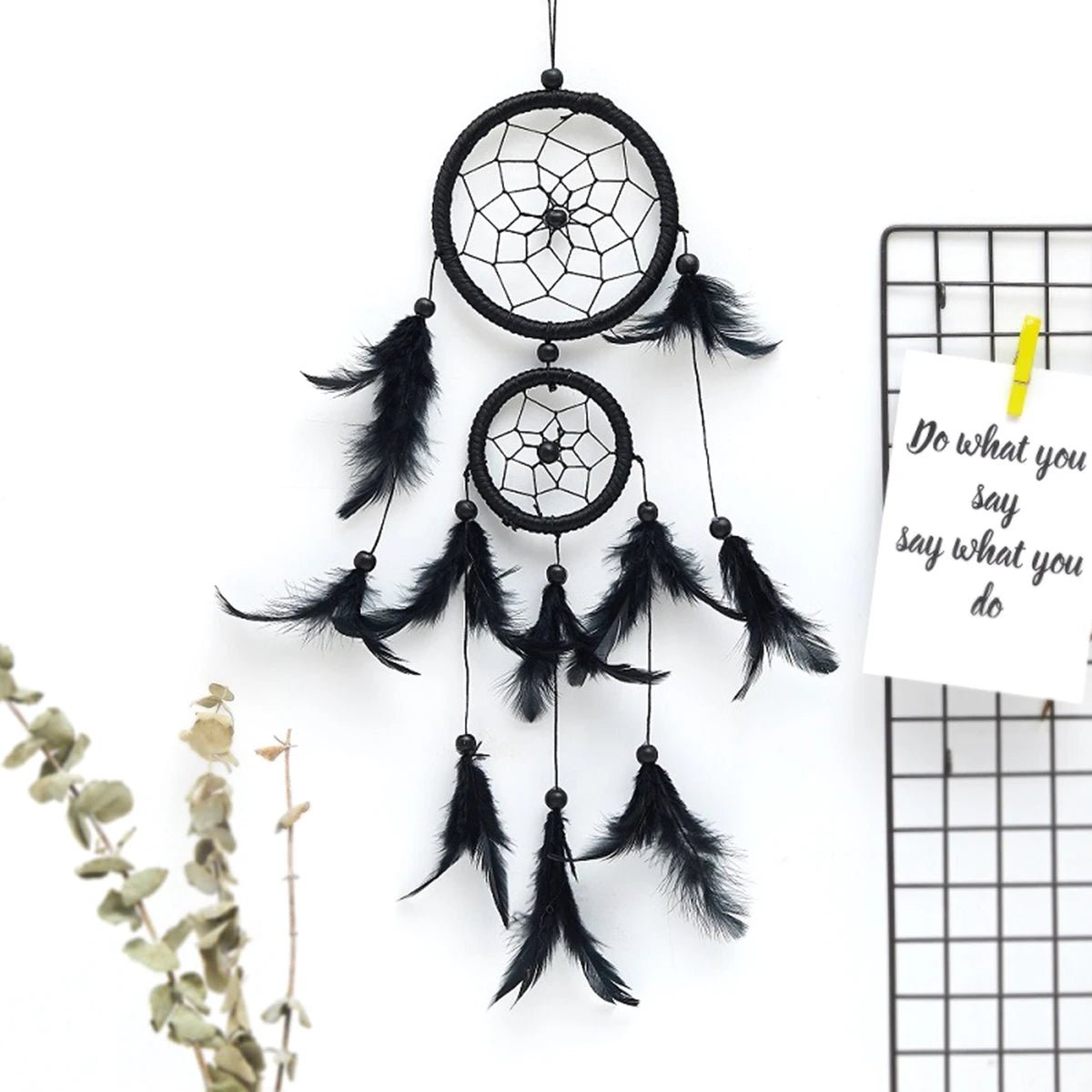 Dream Catcher Large Girl's Room – Nordic Bohemian Wall Decor with Feathers