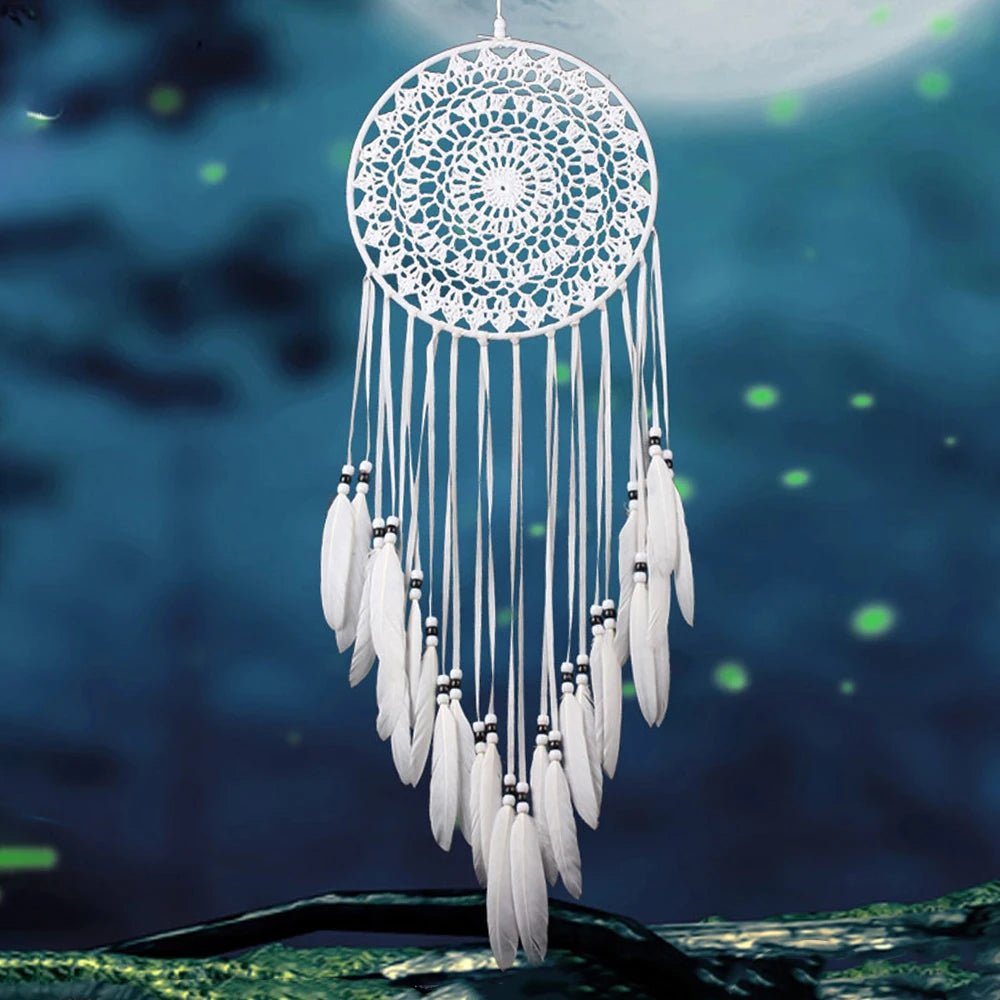 Dream Catcher Large Girl's Room – Nordic Bohemian Wall Decor with Feathers