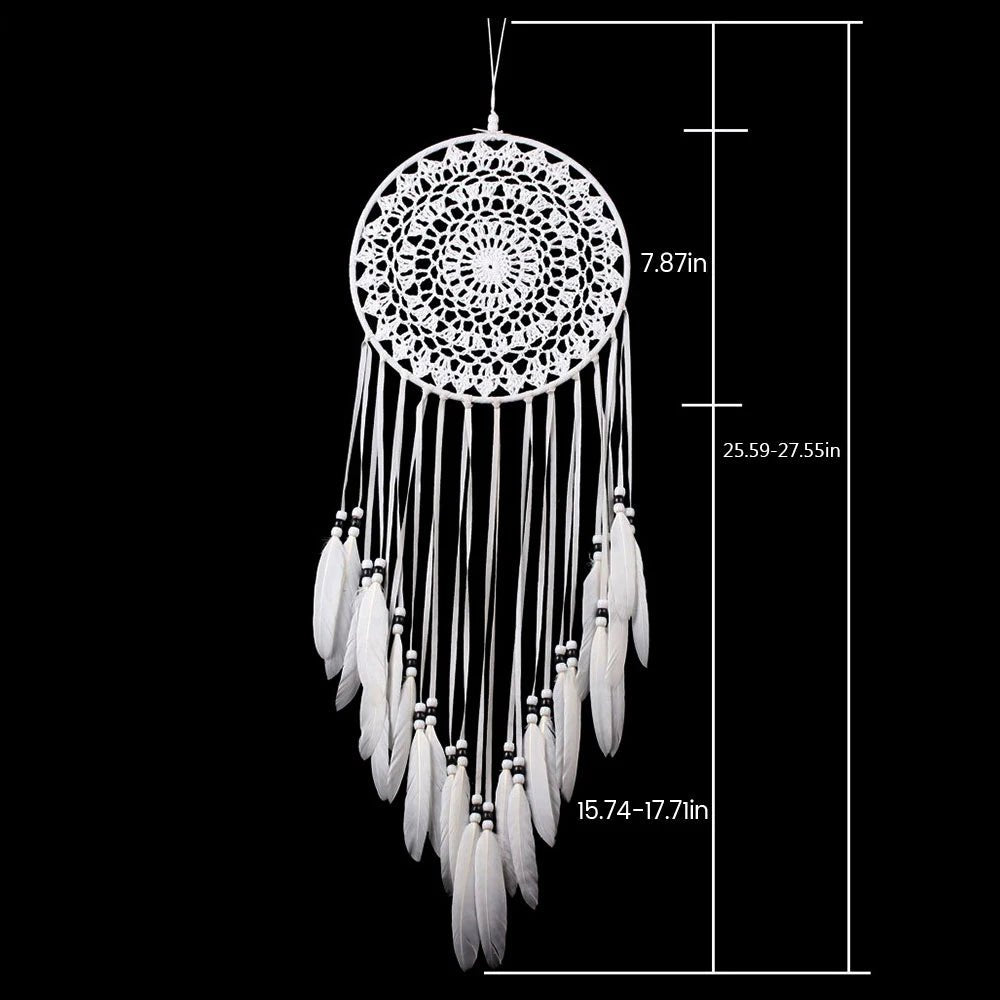 Dream Catcher Large Girl's Room – Nordic Bohemian Wall Decor with Feathers