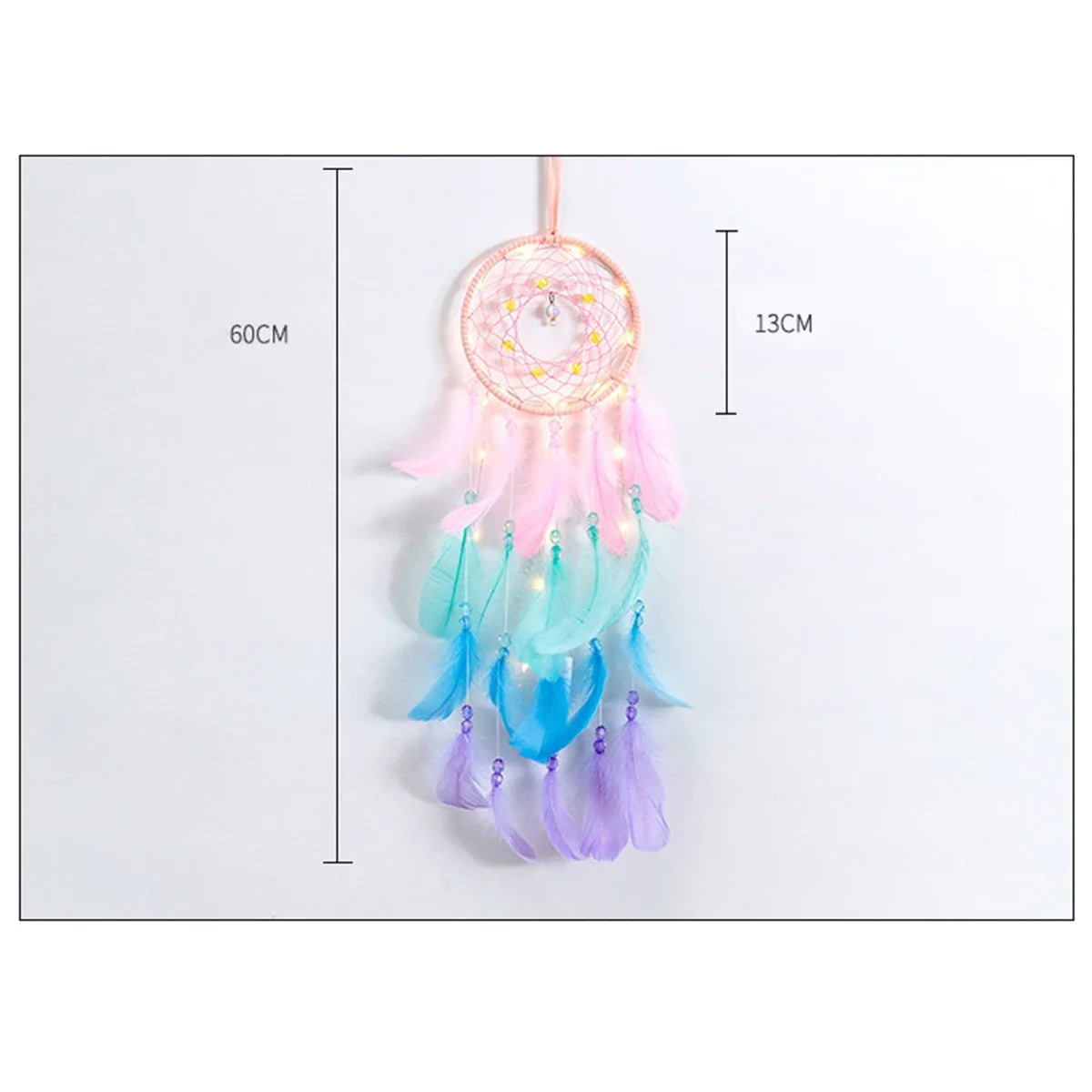 Dream Catcher Large Girl's Room – Nordic Bohemian Wall Decor with Feathers