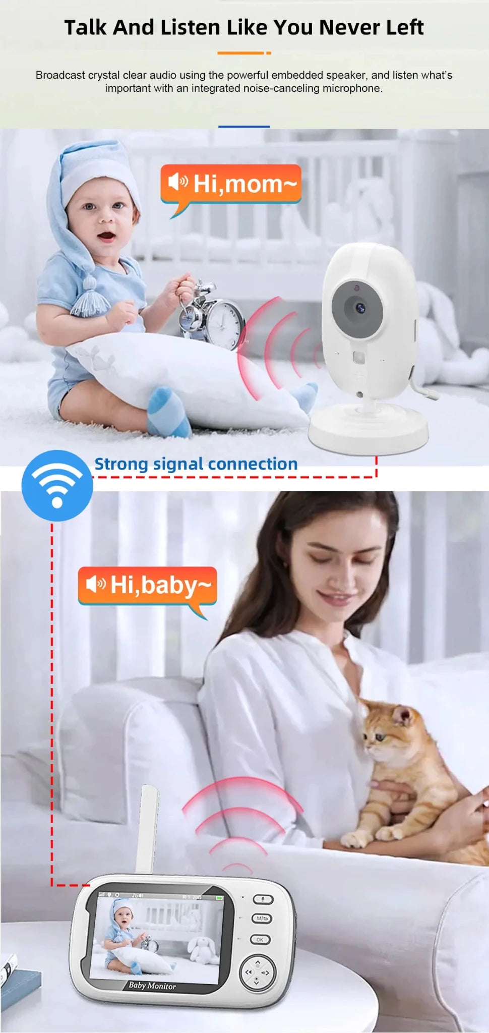 Babyphone Vidéo 3,5 Pouces – Vision Nocturne, Capteur Température, Audio Bidirectionnel 2,4G | Compact & Essentiel