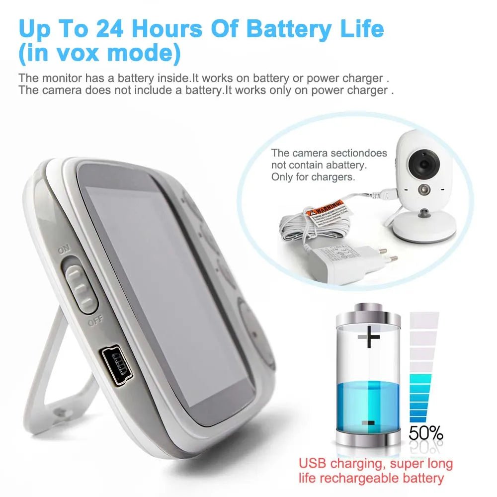 Babyphone Vidéo 3,5 Pouces – Vision Nocturne, Capteur Température, Audio Bidirectionnel 2,4G | Compact & Essentiel