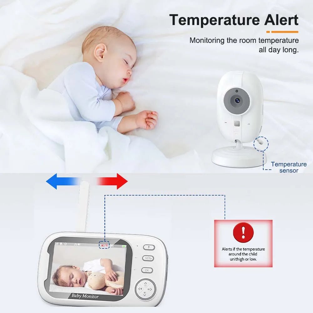 Babyphone Vidéo 3,5 Pouces – Vision Nocturne, Capteur Température, Audio Bidirectionnel 2,4G | Compact & Essentiel