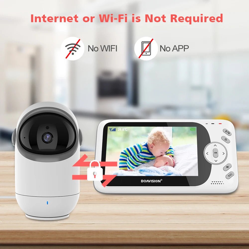Babyphone Vidéo 4,3 Pouces Pan Tilt – Vision Nocturne, Audio Bidirectionnel 2,4G Sans Fil | VB801