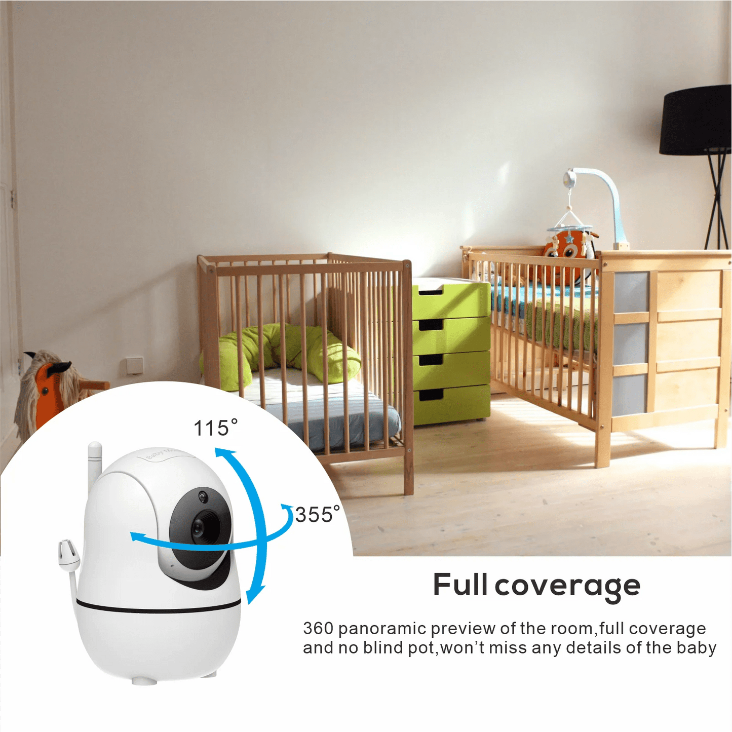 Babyphone Vidéo 5 Pouces 2 Caméras – Zoom 4x, Portée 300m, Capteur Température & Berceuses | EU/UK/US/AU