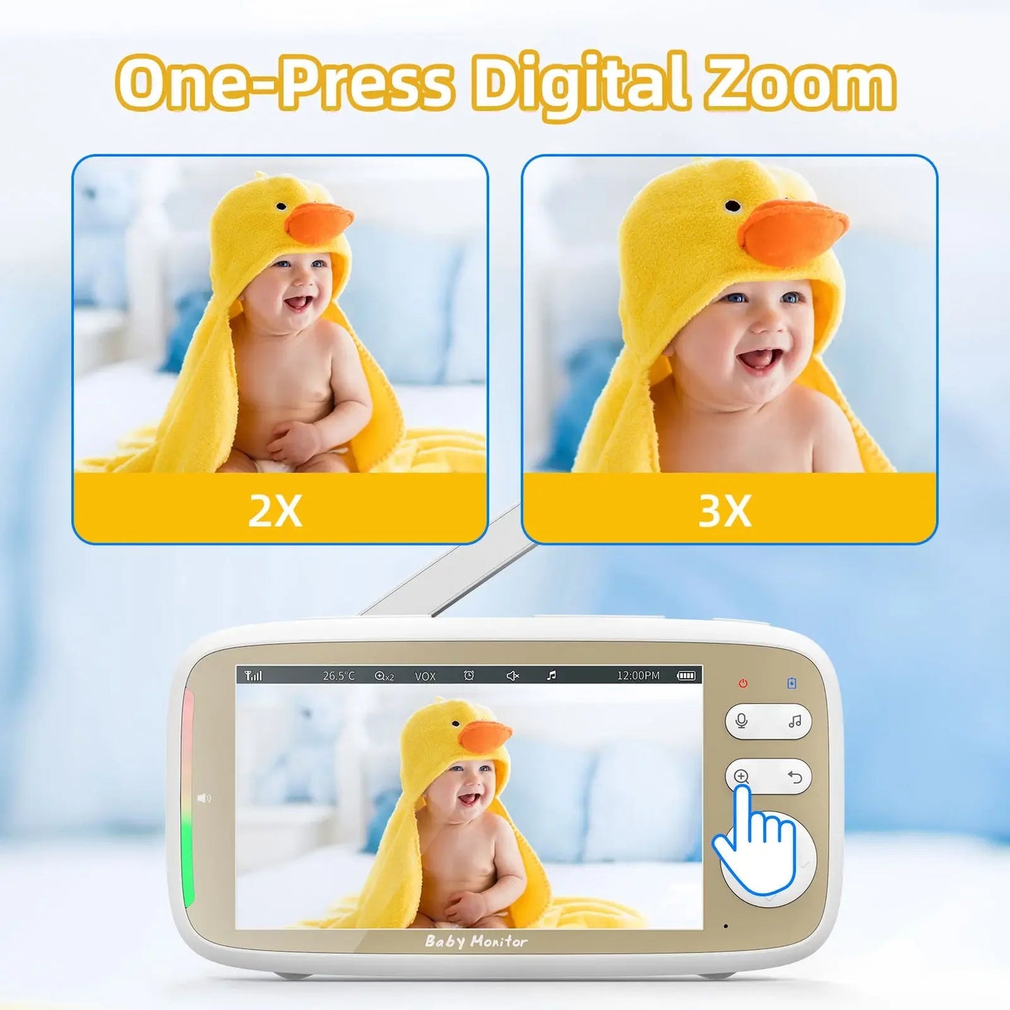 Babyphone Vidéo 5 Pouces WiFi – Contrôle APP & Écran, Zoom 3x PTZ, Vision Nocturne | VB803 PRO